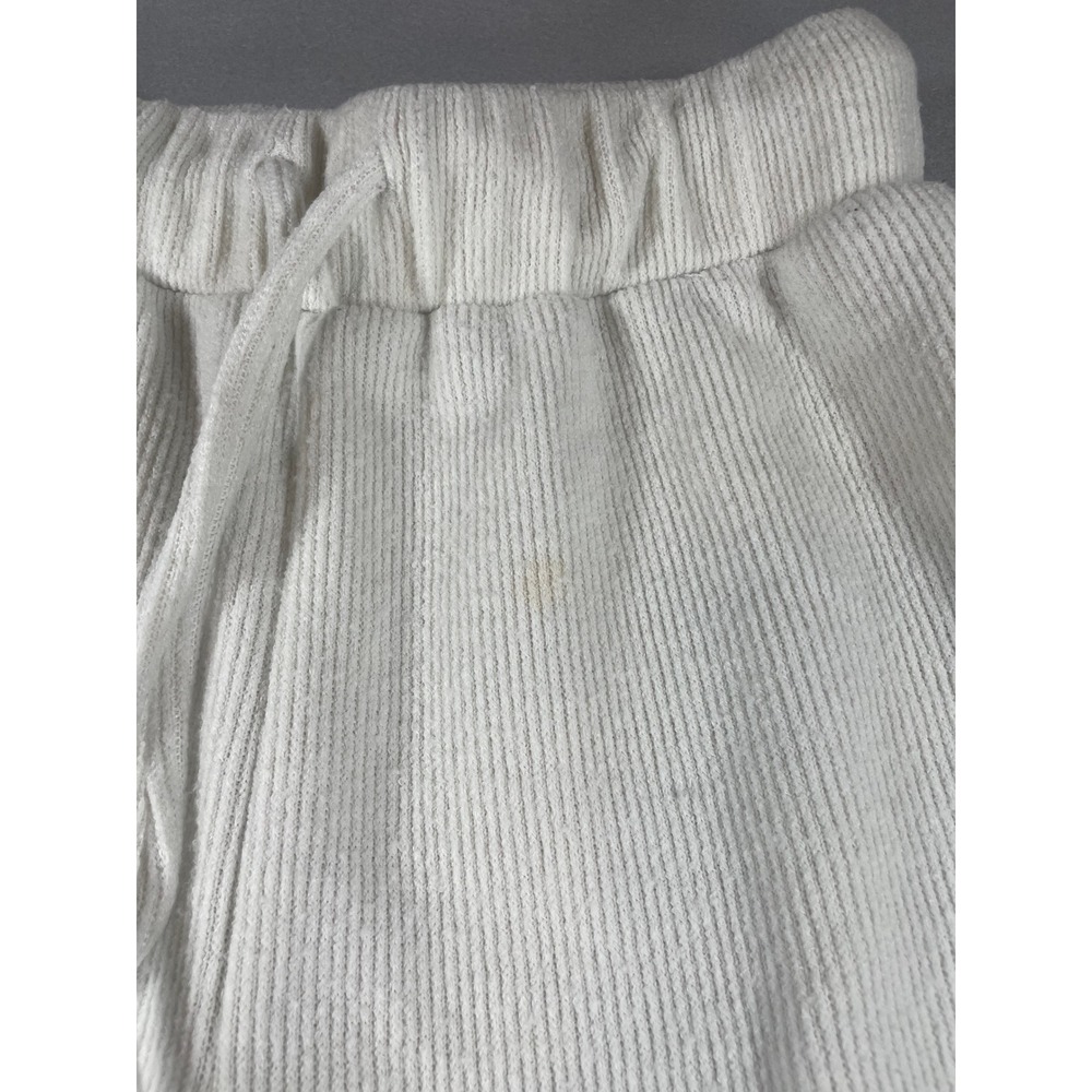 GB Women Off White Ribbed Knit Wide Leg Drawstring Lounge Pants XS - Picture 8 of 8